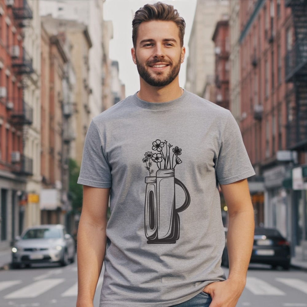 Stylish T-shirt with Unique Vase and Flowers Design