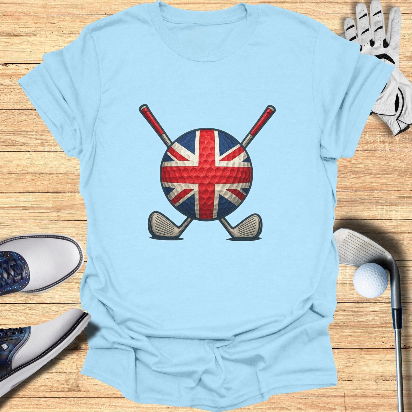 British Flag Golf Ball and Clubs Printed T-shirt