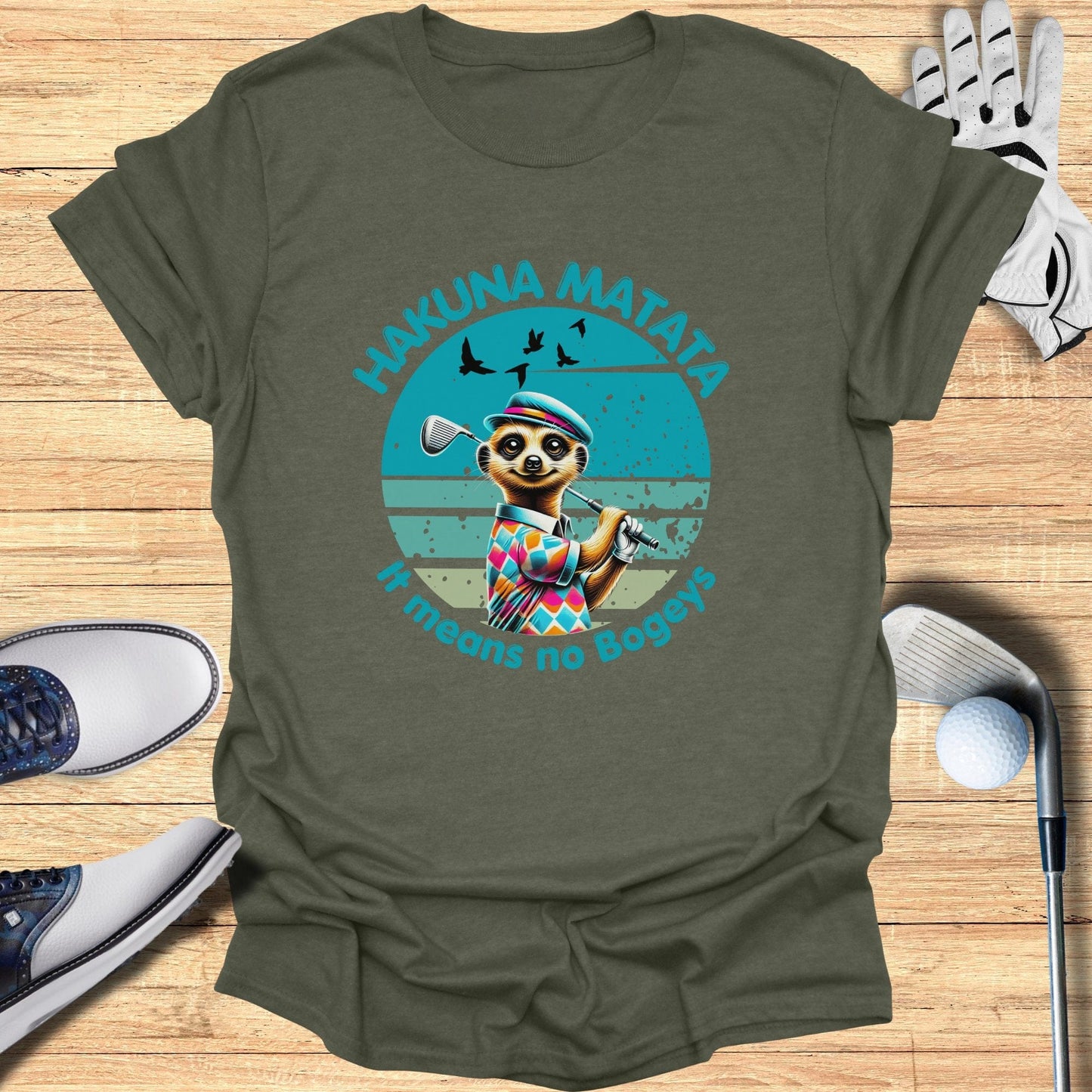 Hakuna Matata It Means No Bogeys T-Shirt - Funny Golf Tee by Swing Epic