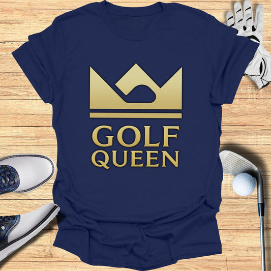 Elegant Golf Queen T-shirt with Crown Graphic Design