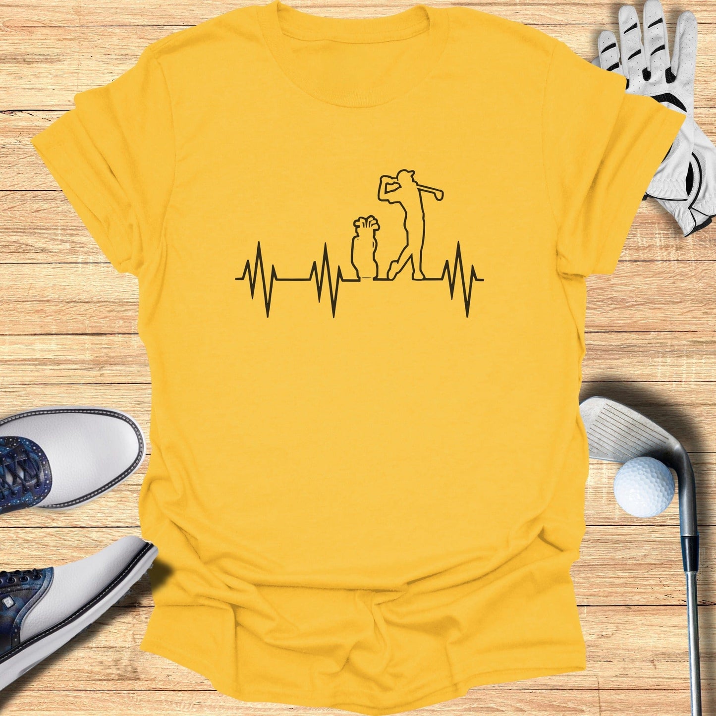 Unique Golf Swing Heartbeat Graphic Tee Product