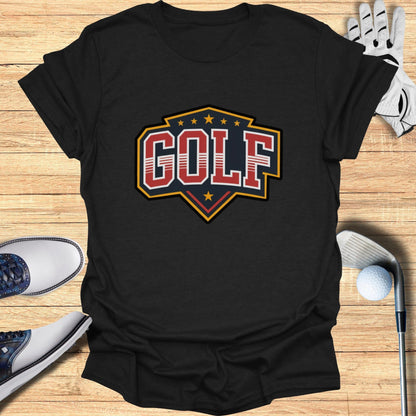 Stylish Golf Graphic Print Black Tee-Shirt