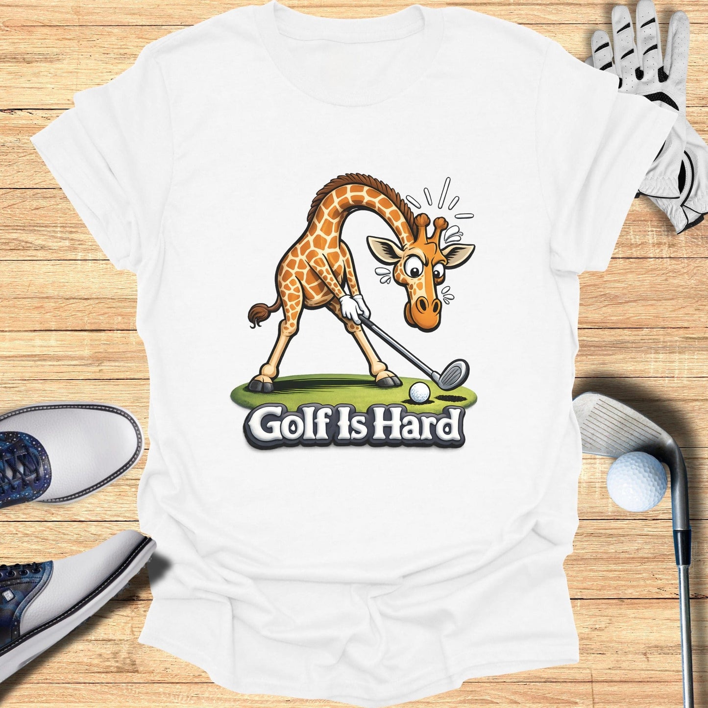 Golf Is Hard Funny Giraffe Graphic T-Shirt