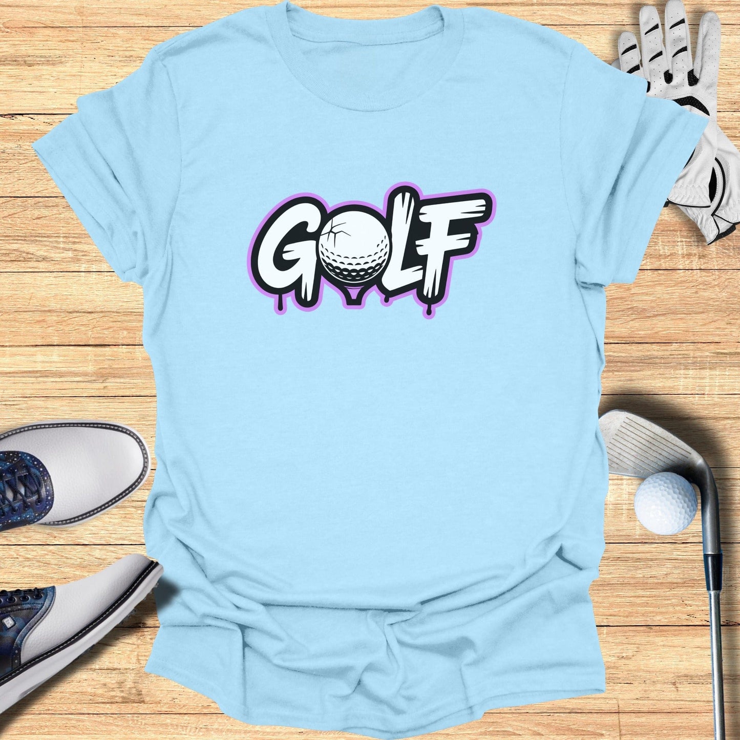 Fun Graphic Golf Themed T shirt with Dripping Text