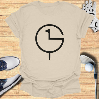Modern Golf Symbol Printed Beige Tee-Shirt