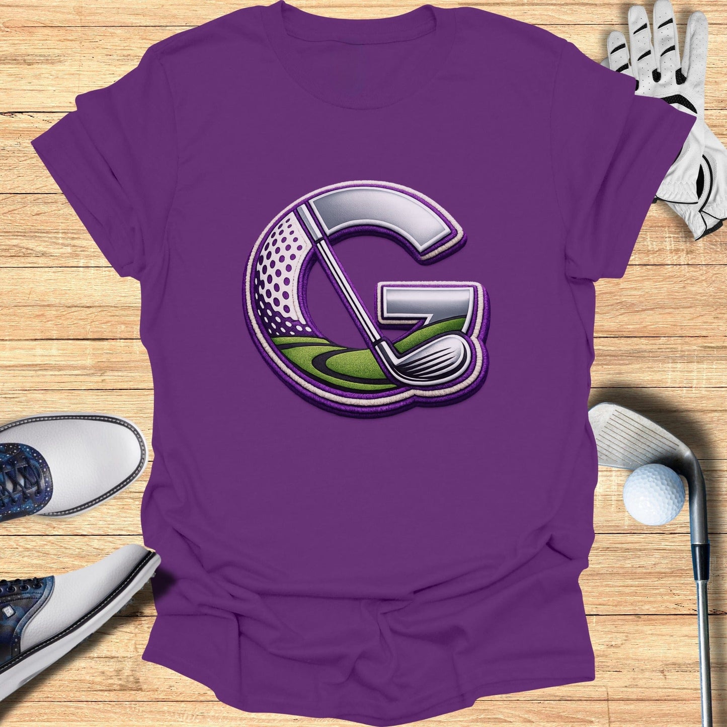 Purple T-Shirt with G Golf Themed Design