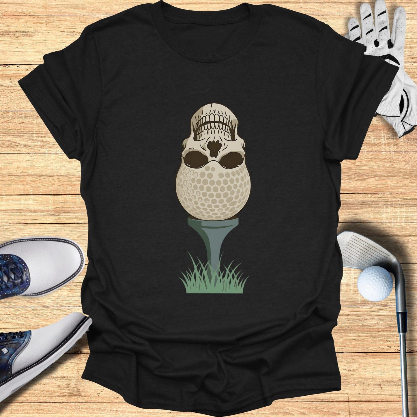 Unique Skull Golf Style Graphic Printed T-Shirt
