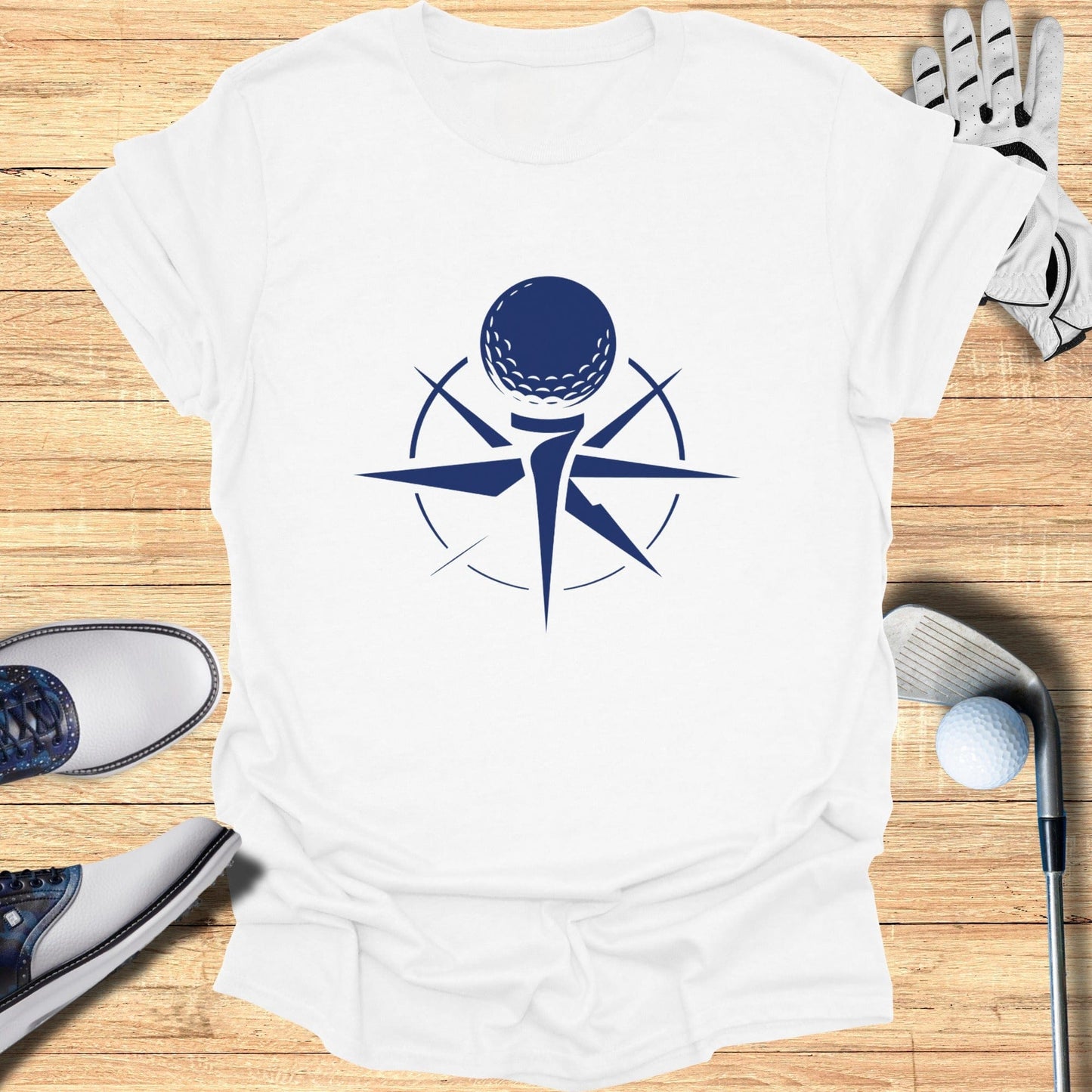 Unique Design Golf Themed Mens White T-shirt