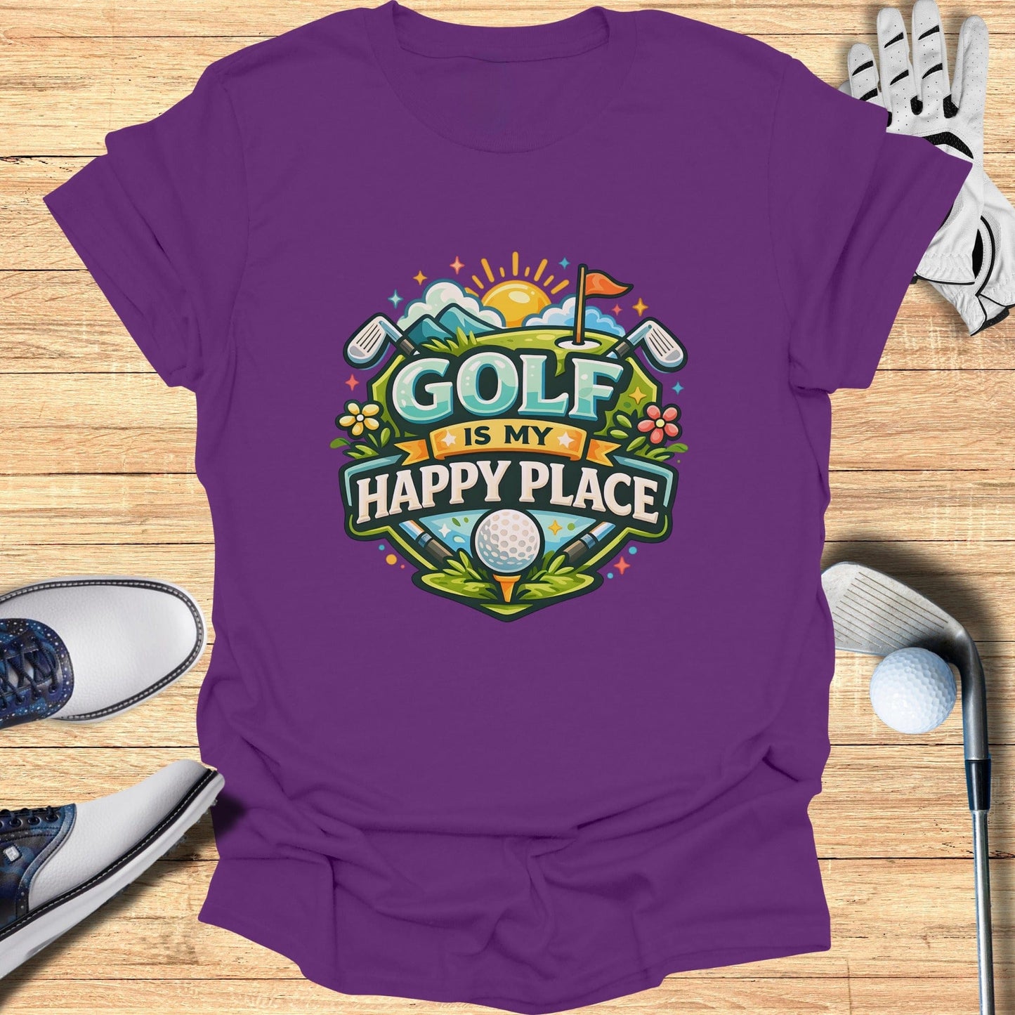 Golf Is My Happy Place Graphic T-Shirt for Enthusiasts