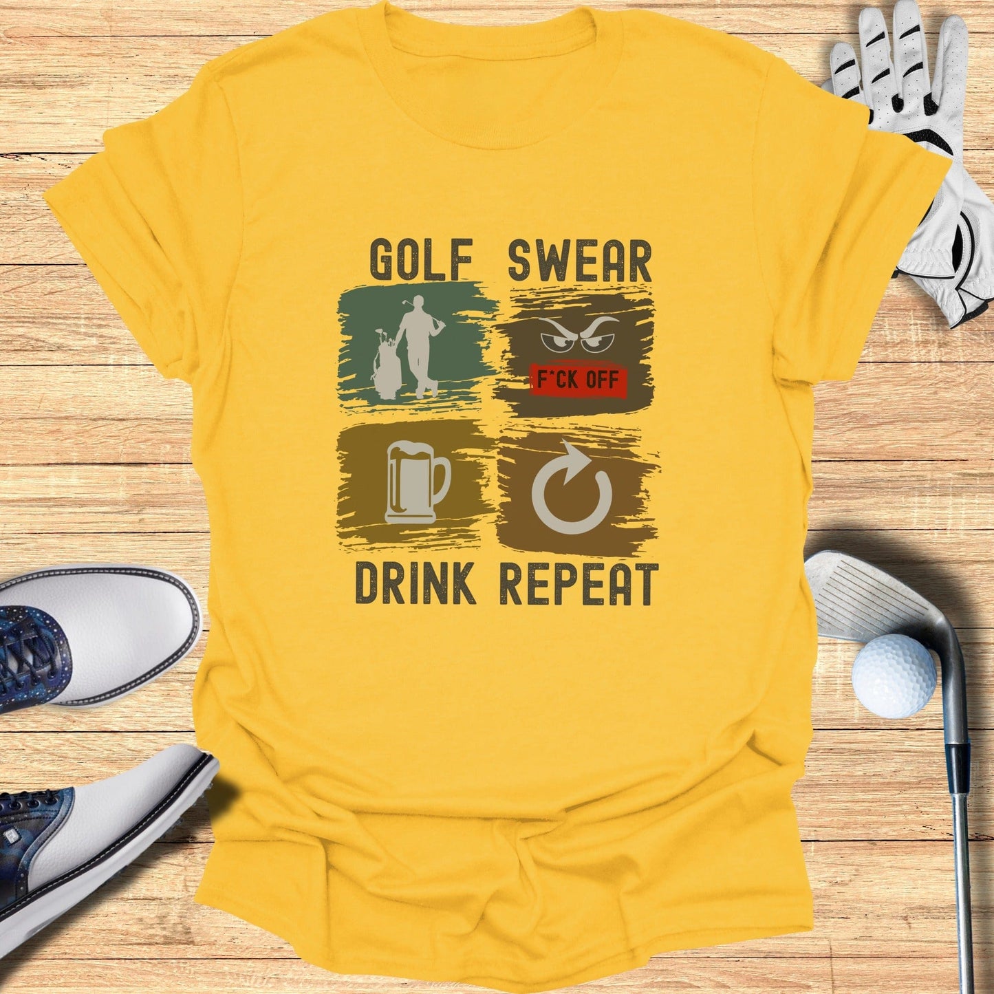Golf Swear Drink Repeat T-Shirt - Funny Golf Tee by Swing Epic