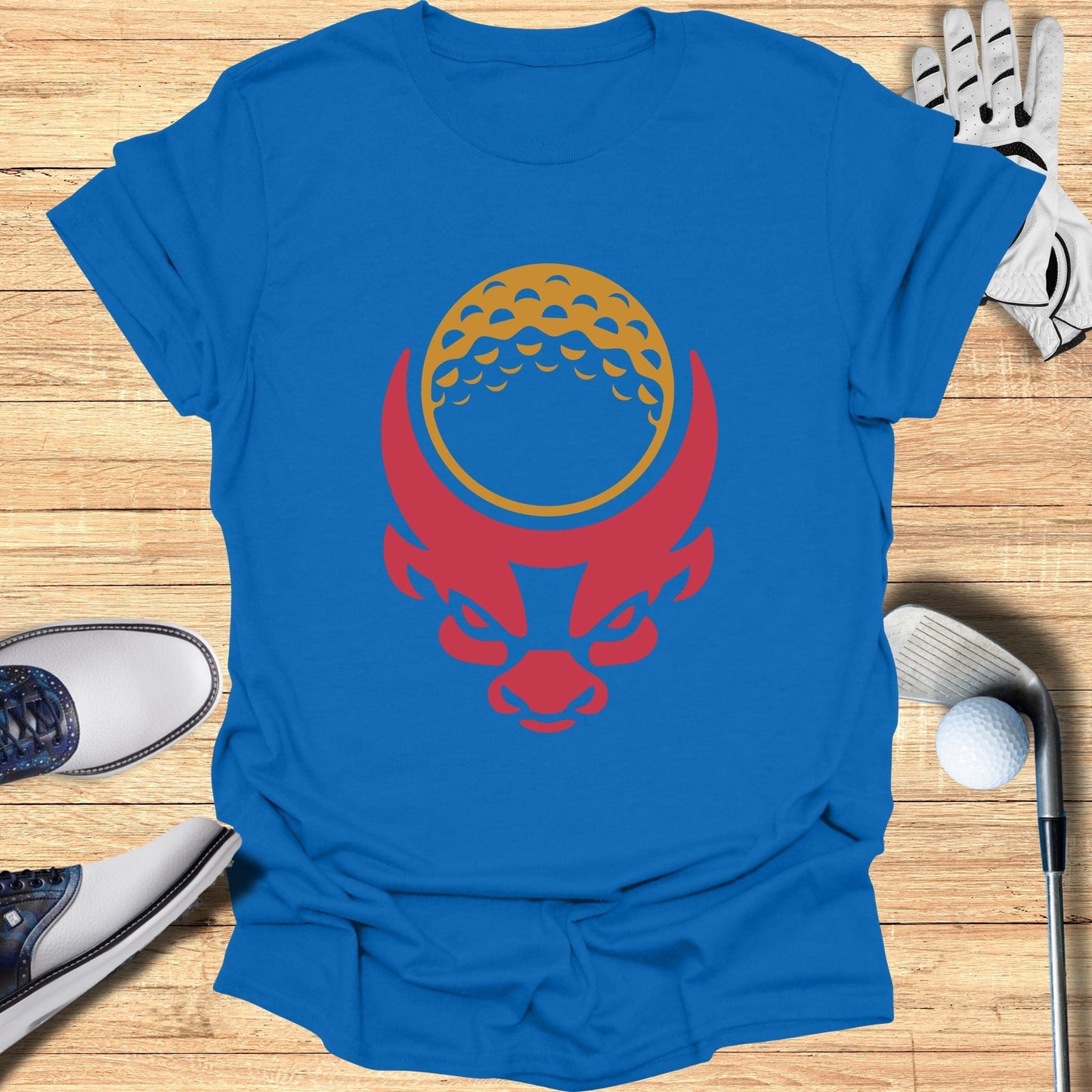 Fierce Bull Head with Golf Ball Graphic T-shirt