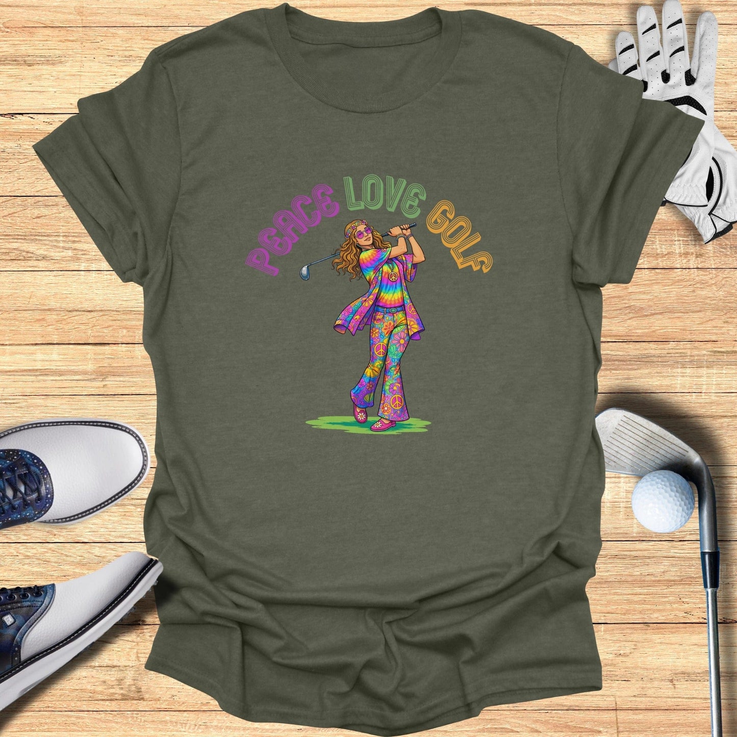 Peace Love Golf Tie-Dye Graphic T-Shirt Product