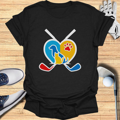 Cute Animals Heart Hockey and Golf Crossover Tee