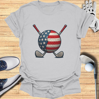 American Flag Golf Ball and Clubs Graphic Tee Product