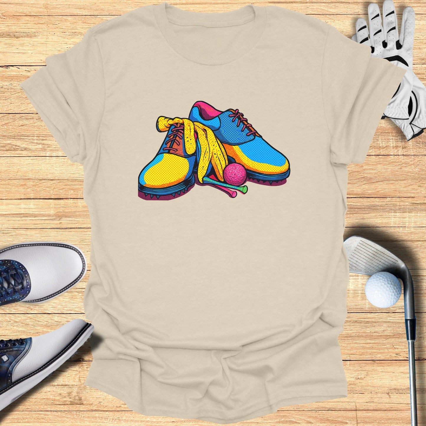 Colorful Golf Shoes and Accessories Graphic T-Shirt