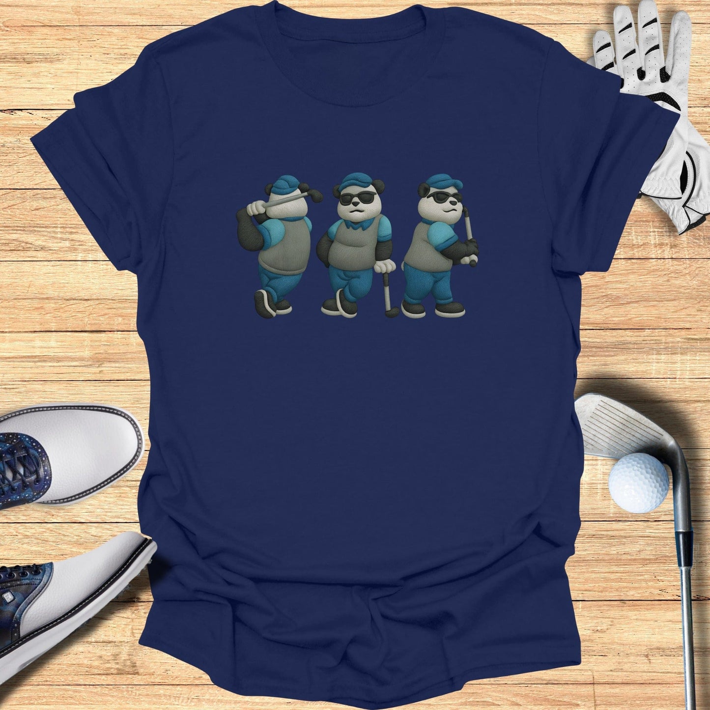 Golfing Panda Characters Graphic T-shirt for Sports Fans