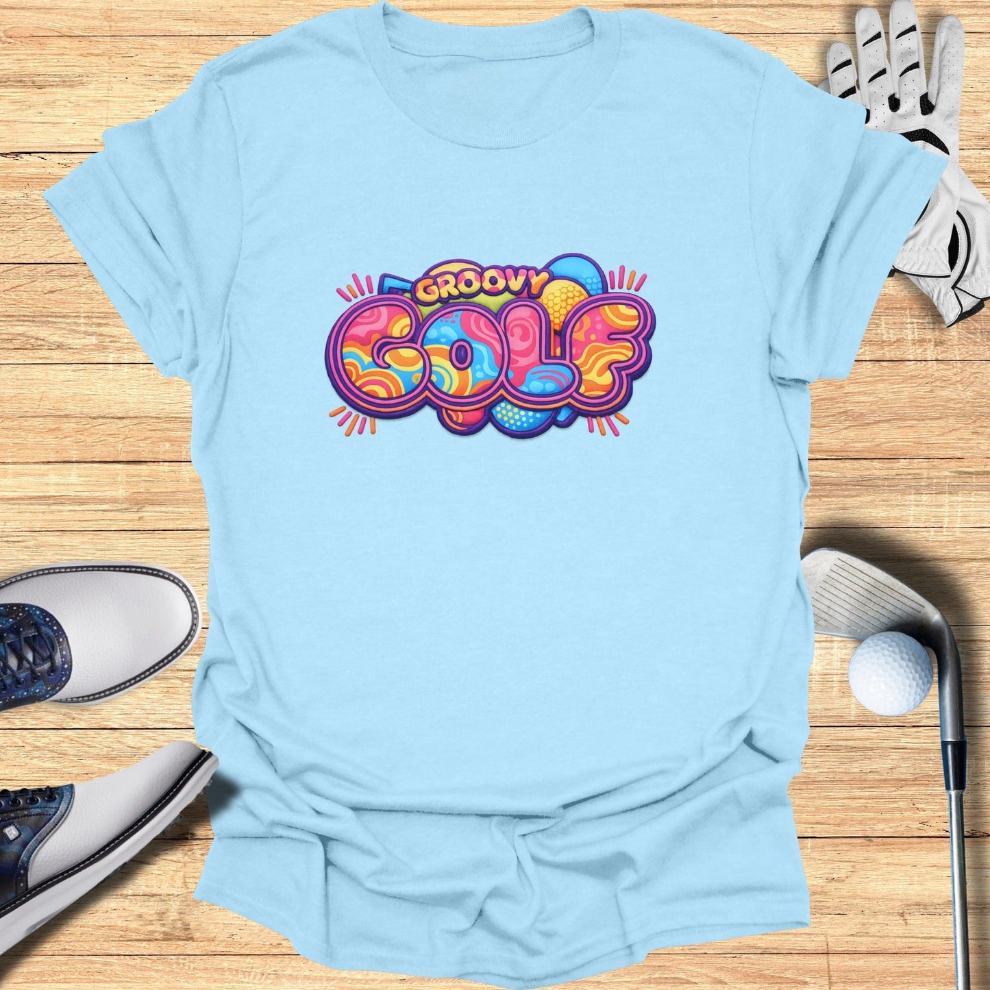 Groovy Golf Graphic Design T-Shirt for Golfers