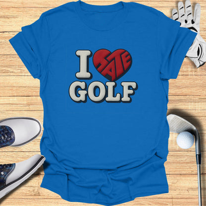 Funny I Hate Golf Humorous Blue Graphic Tee Shirt