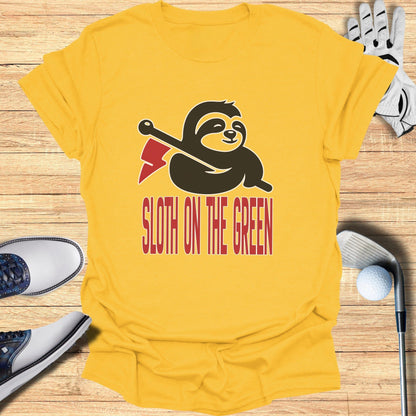 Sloth On The Green Unique Graphic Yellow T-Shirt