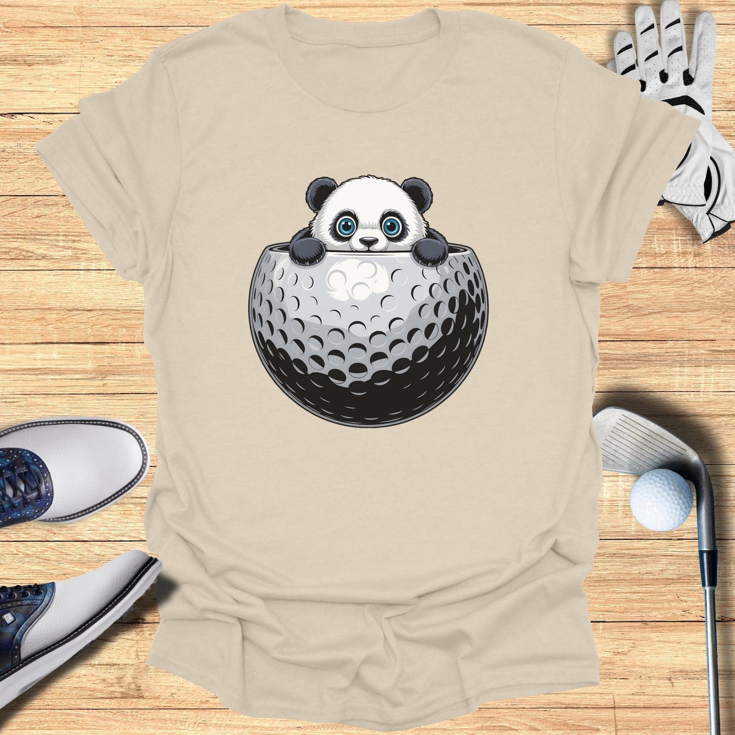 Cute Panda in Golf Ball Graphic T-shirt