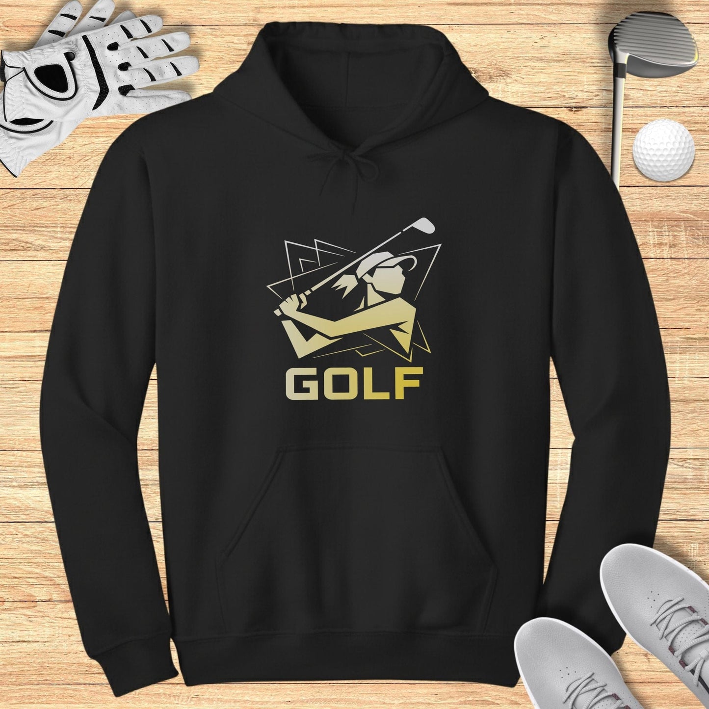 Stylish black hoodie with unique golf design