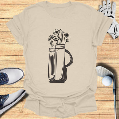 Casual T-Shirt Featuring Artistic Floral Vase Design