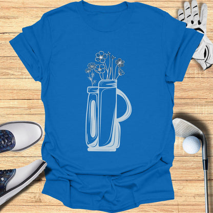 Golf Themed T-Shirt with Floral Vase Design