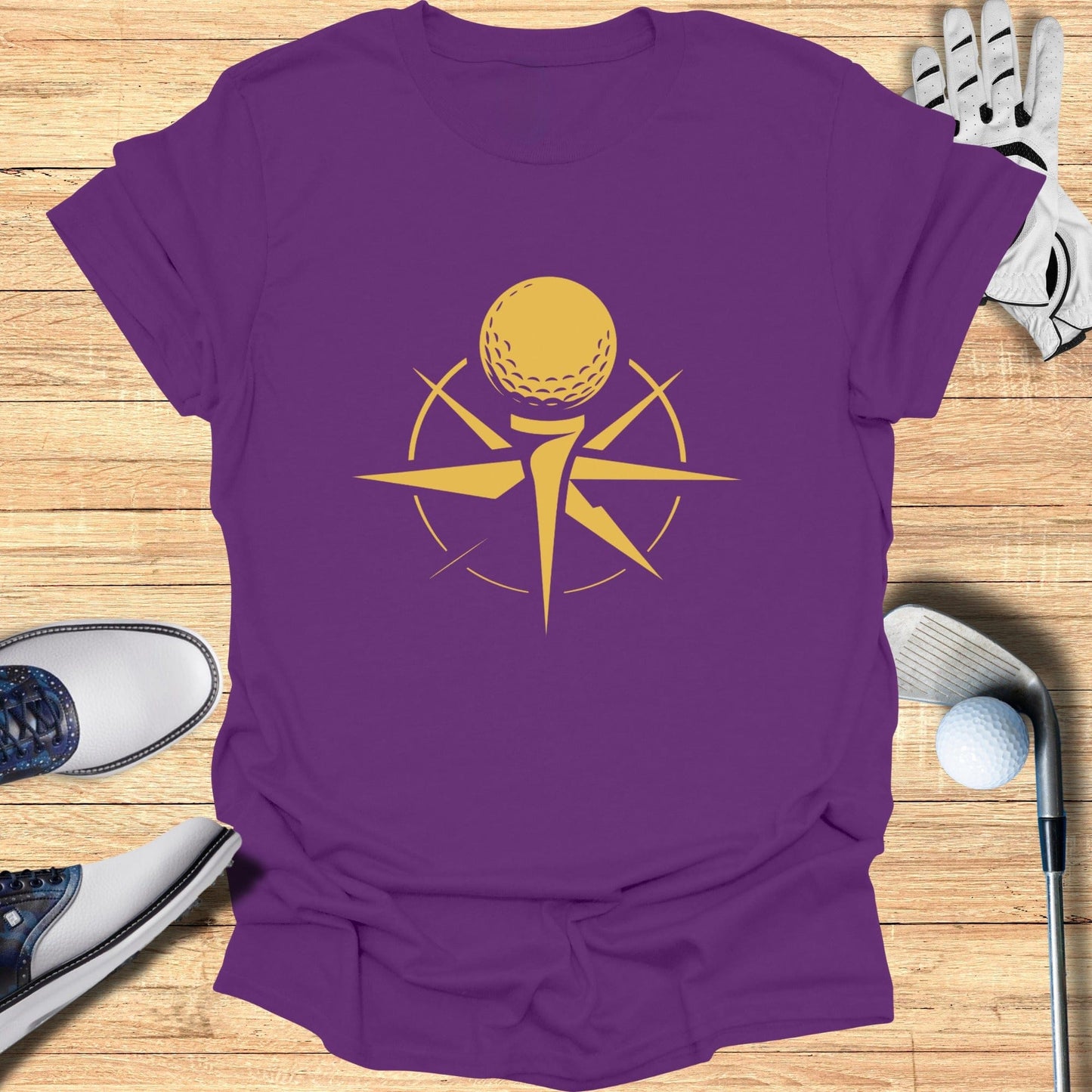 Purple Shirt with Unique Golf Graphic Design