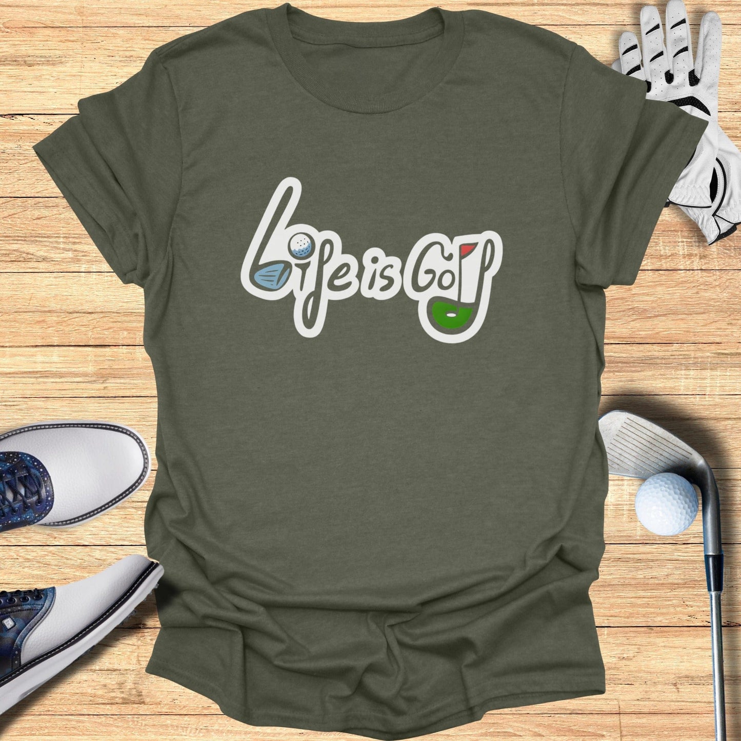 Golf Themed T-shirt with Fun Life is Golf Graphic