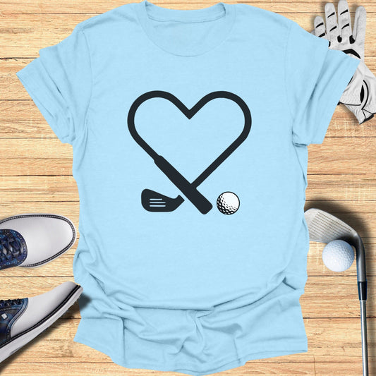 Heart Golf Club and Ball Icon Design T-Shirt