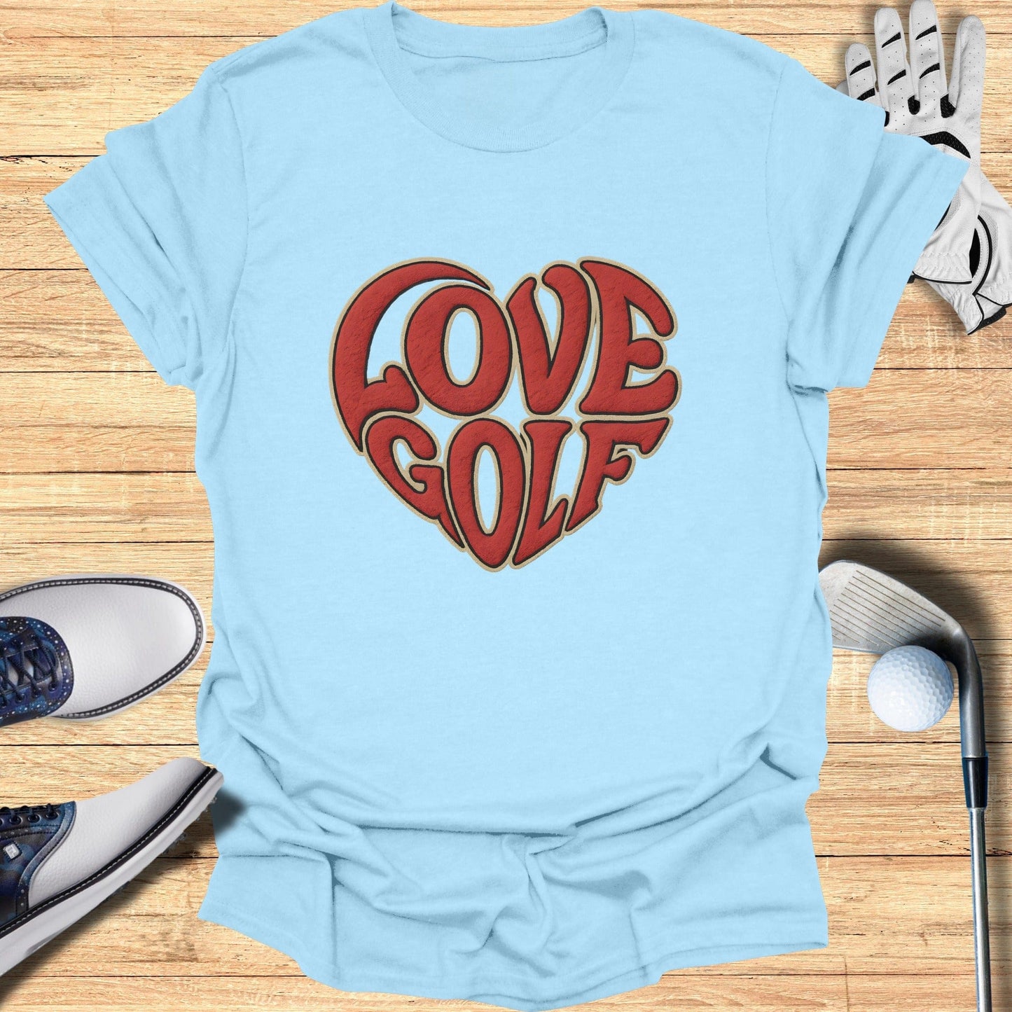 Love Golf Heart Design T-Shirt Perfect for Golfers