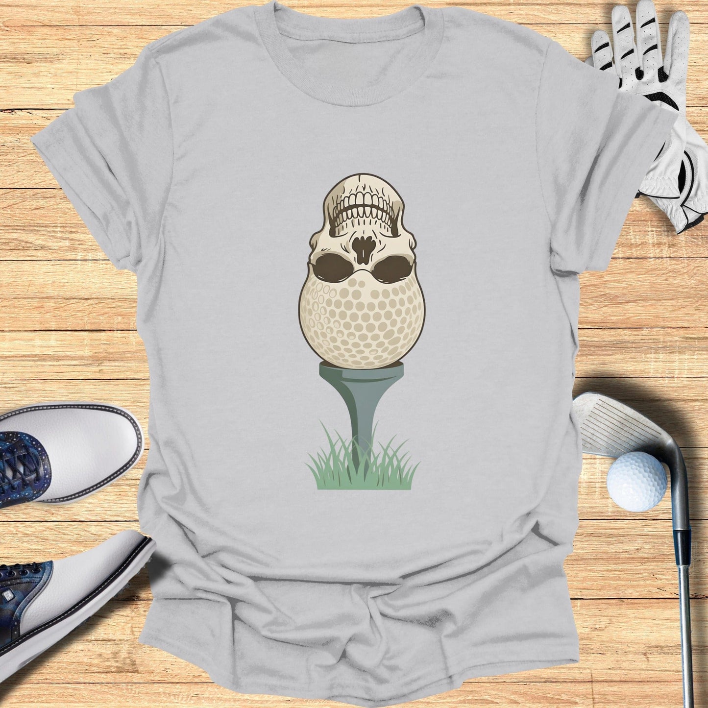 Unique Golf Ball Skull T-shirt for Sport Enthusiasts