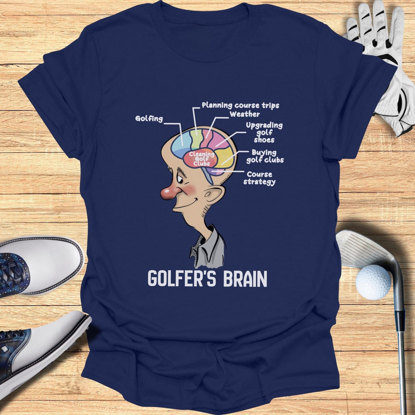 Funny Golfer's Brain Diagram T-Shirt for Golf Lovers