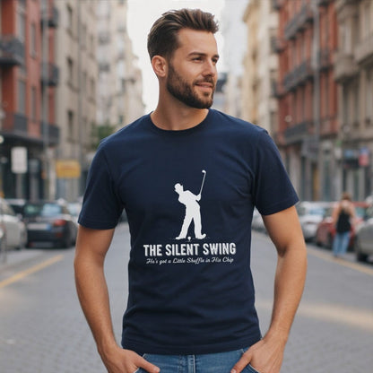 The Silent Swing Golf Humor Graphic T-Shirt for Sale