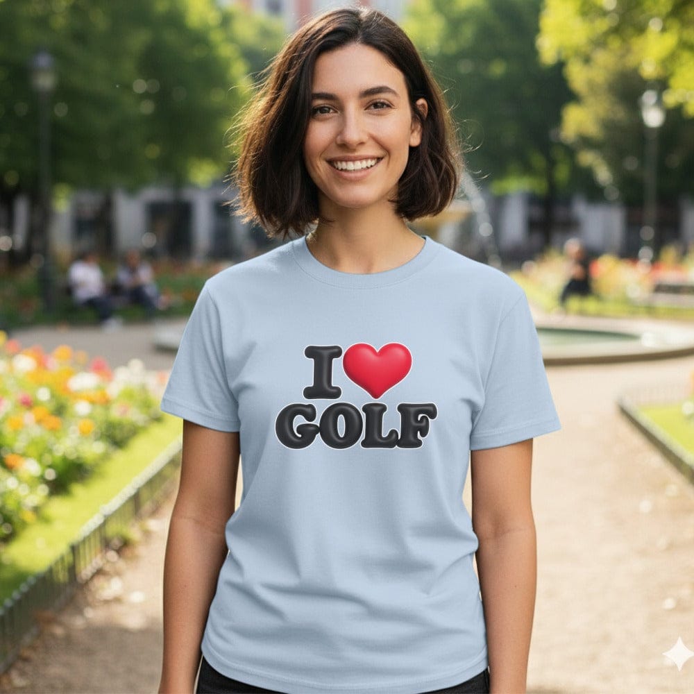 I Love Golf Graphic T-Shirt for Leisure and Sports Fans