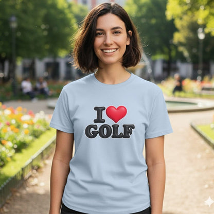 I Love Golf Graphic T-Shirt for Leisure and Sports Fans