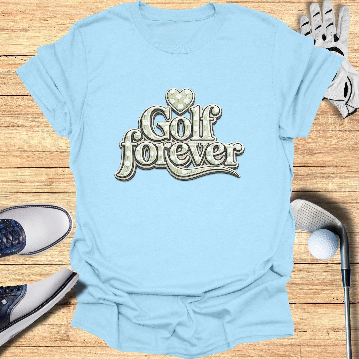 Golf Forever Print on Light Blue T-Shirt