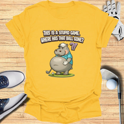 Funny Hippo Golfing Humorous Quote Yellow T-Shirt