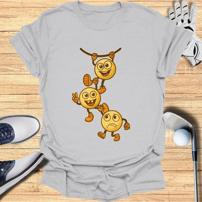 Playful Hanging Emoji Trio Graphic Shirt
