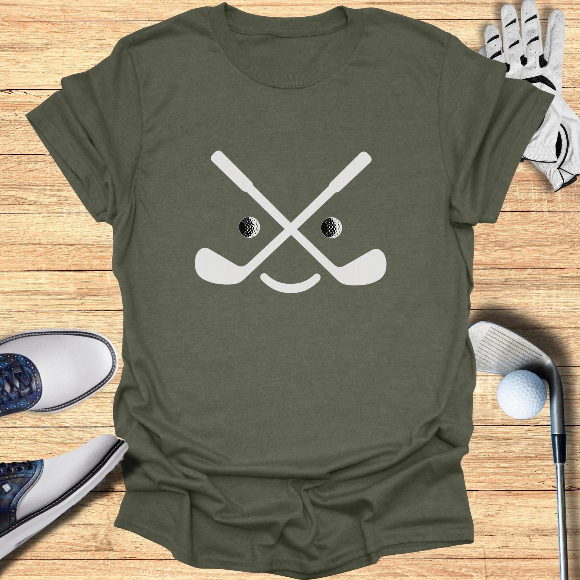 Fun Smiley Face Golf Clubs Design T-shirt