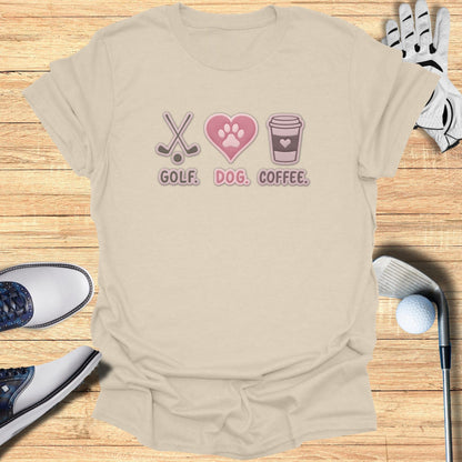 Golf Dog Coffee Graphic Tee Ideal for Pet and Coffee Lovers
