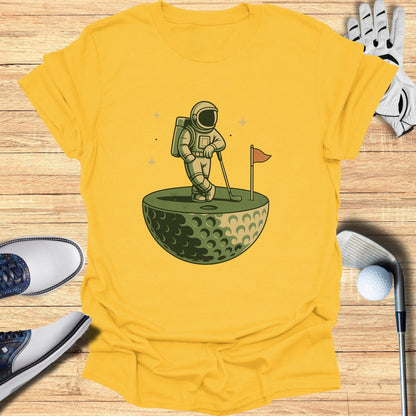 Astronaut Standing on Moon Golf Course T-Shirt