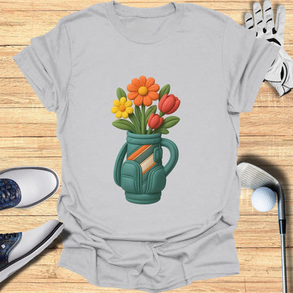 Vibrant Flower Golf Bag Design on Relaxed Fit Shirt