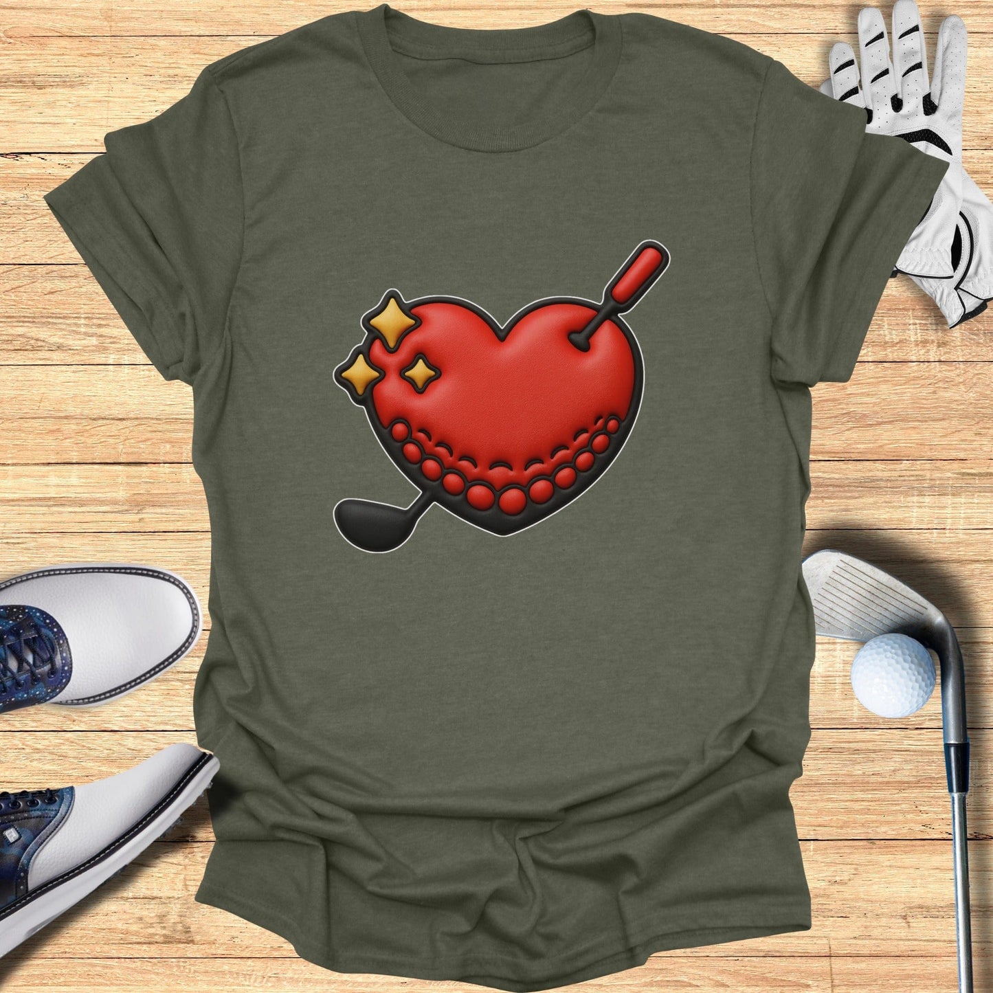 Heart Golf Club Cute Graphic Tee for Sports Lovers