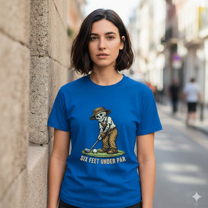 Six Feet Under Par Golf Skeleton T-Shirt