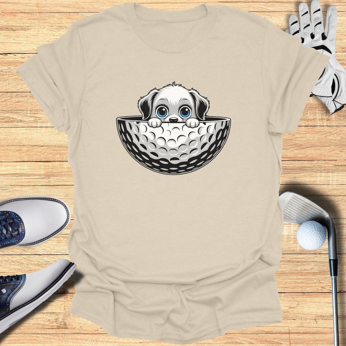 Adorable Puppy Hiding in Golf Ball Graphic T-shirt
