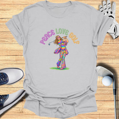 Peace Love Golf Graphic Tee Retro Hippie Vibes Shirt