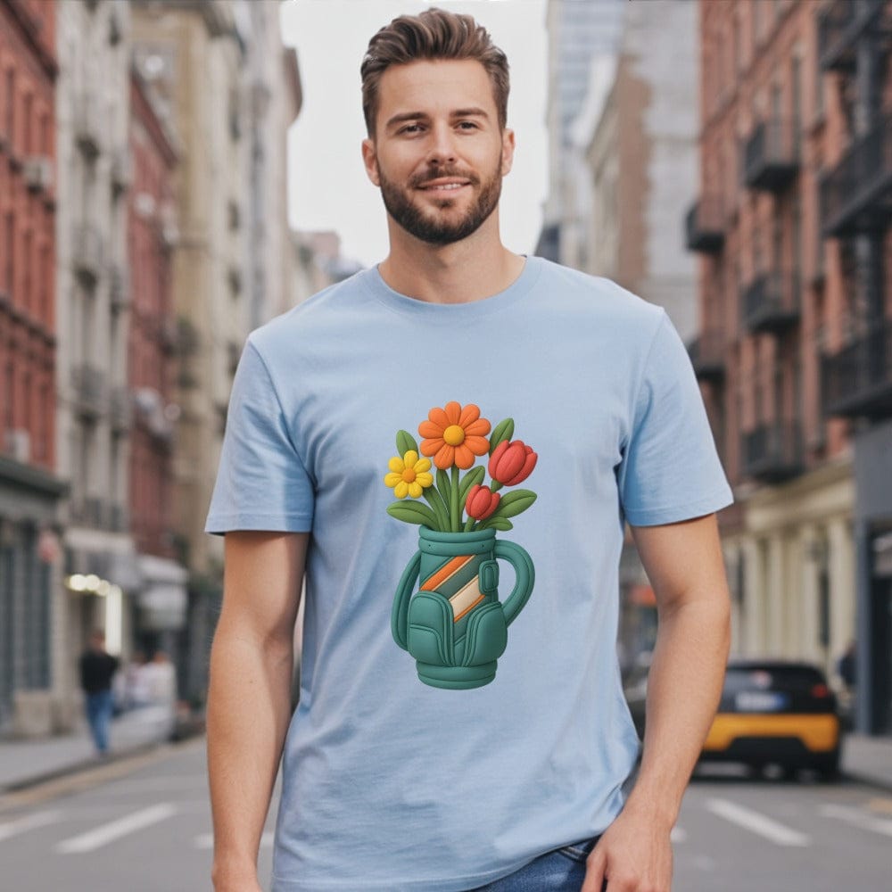 Creative Flower Vase Graphic Design T-shirt for Men