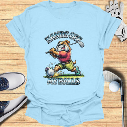 Hands Off My Balls Funny Bulldog Golf Shirt