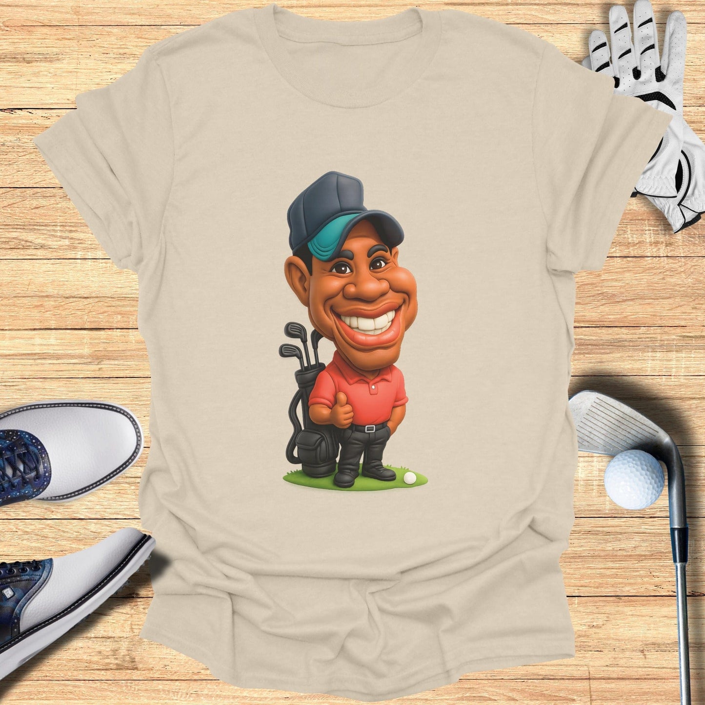 Golf Enthusiast Cartoon Character Graphic Tee Shirt